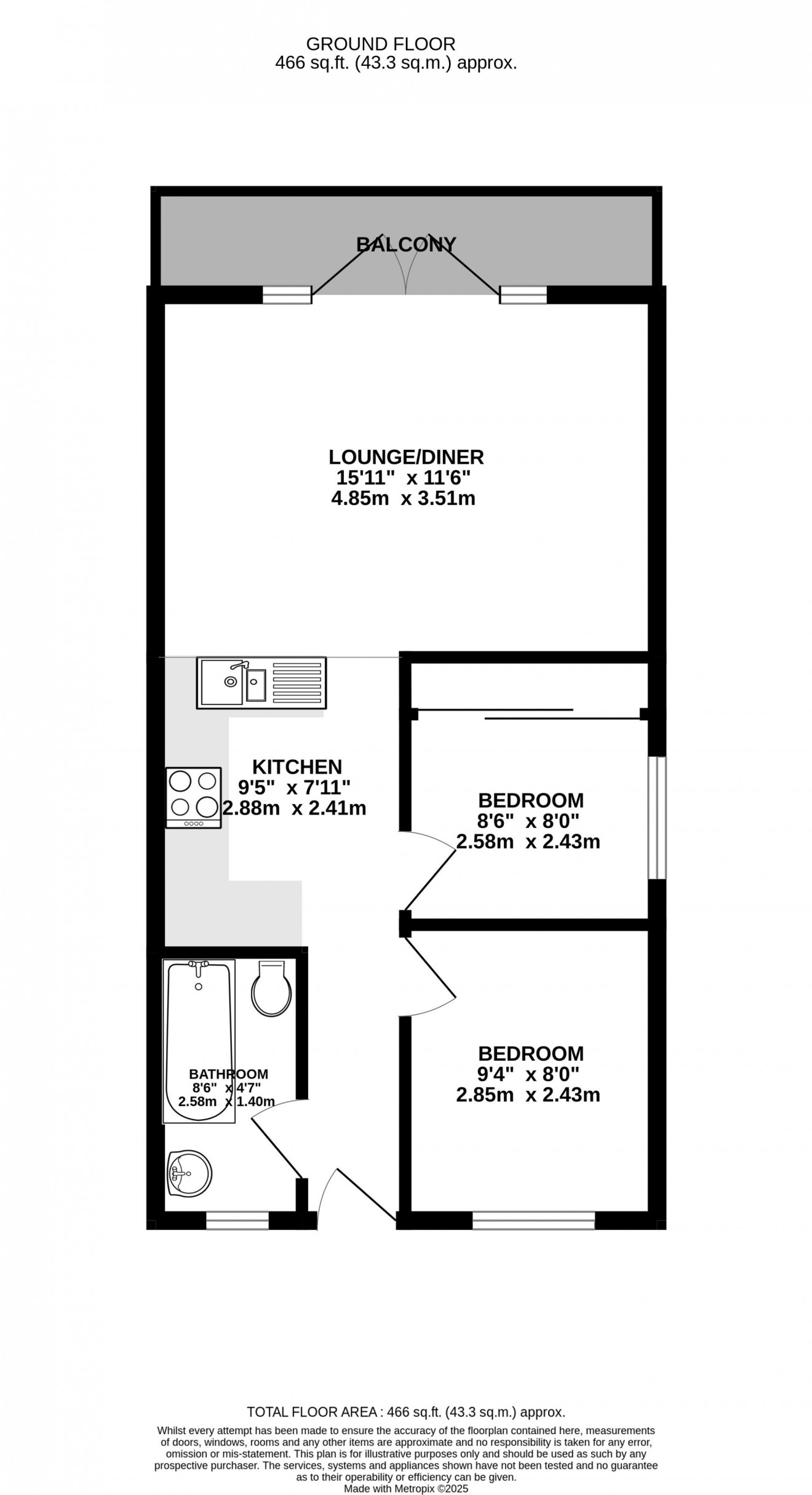 Floorplan for Swanpool, Tremorvah Court, TR11