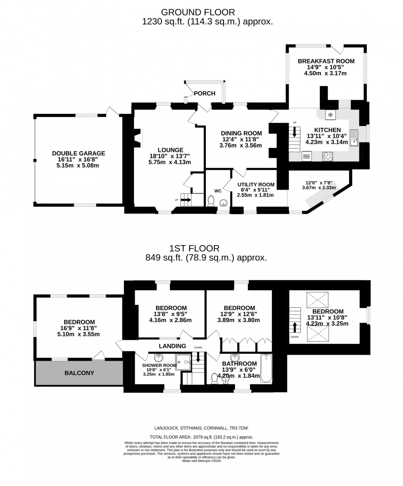 Floorplan for Stithians, Truro, TR3