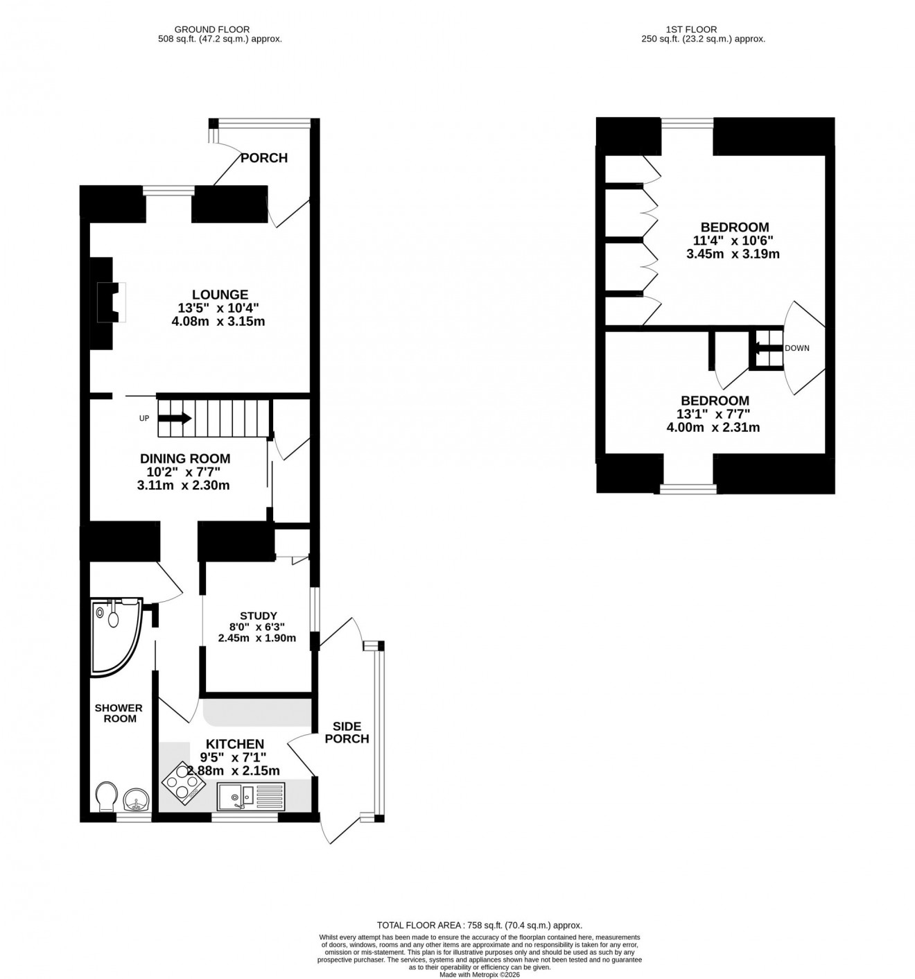 Floorplan for South Road, Stithians, TR3