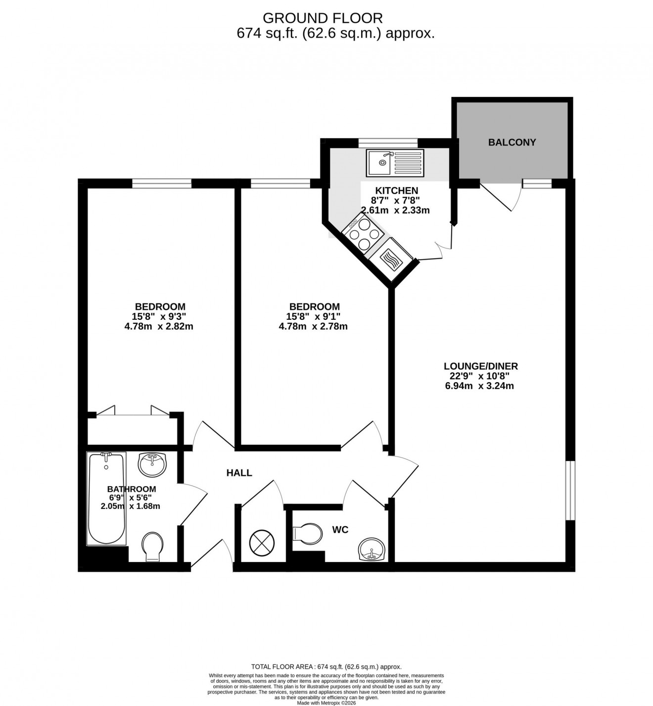Floorplan for Cliff Road, Bay Court Cliff Road, TR11