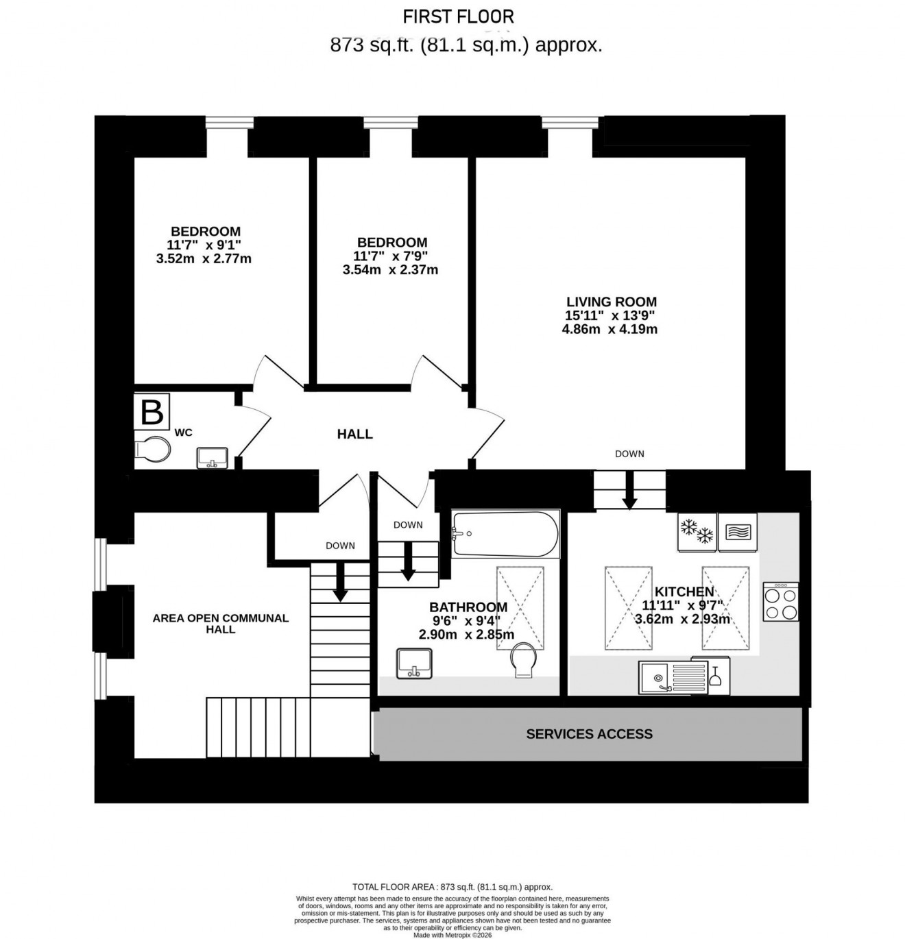 Floorplan for Lower Treluswell, Penryn, TR10